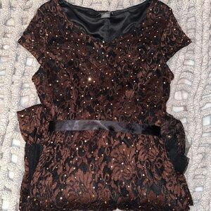 Candalite Black and Brown Lace Dress With Sequins Size S